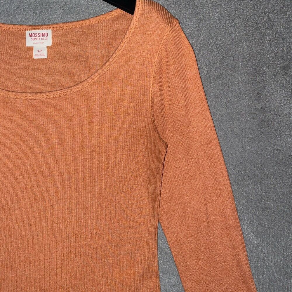 Mossimo Supply Co Ribbed Long Sleeve Scoop Neck Knit Top Size S Small Orange - Picture 4 of 10